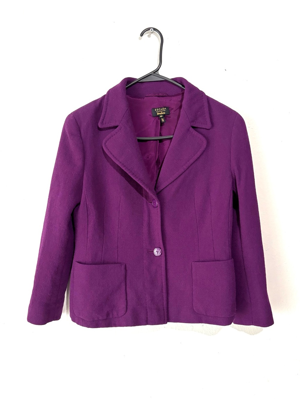 Escada Vibrant Purple Tailored Wool-Blend Blazer Size 40/M